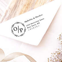 Ophelia Circle Wedding Monogram Return Addres