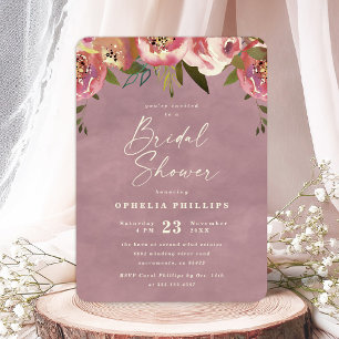 Ophelia Cottage Dusty Pink Floral Bridal Shower Invitation