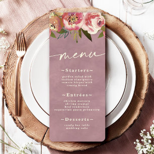 Ophelia Cottagecore Dusty Pink Floral Wedding Menu