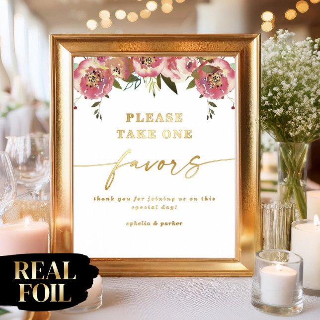 Ophelia Elegant Favours Real Foil Wedding Sign (Say "I DO" to Romantic Watercolor Florals and a Cottagecore Vibe with the Ophelia Wedding Suite.)