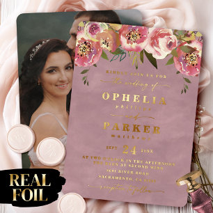 Ophelia Floral Cottagecore Photo Wedding Gold