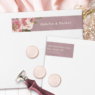 Ophelia Floral Dusty Pink Wedding Return Address Wrap Around Label