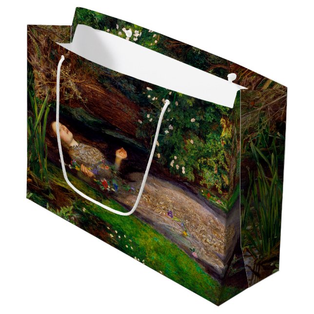 Ophelia, John Everett Millais Large Gift Bag (Front Angled)