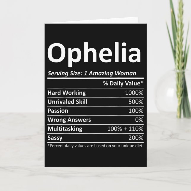 Ophelia Nutrition Personalised Name Funny Christma Card (Front)