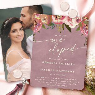 Ophelia Pink Floral Surprise Elopement Wedding Announcement