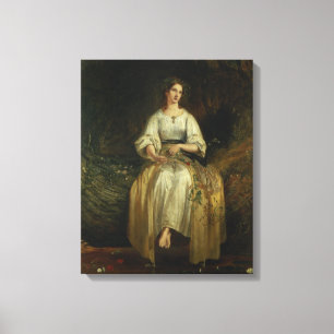 Ophelia weaving her garlands, 1842 (oil on panel) canvas print