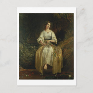 Ophelia weaving her garlands, 1842 (oil on panel) postcard