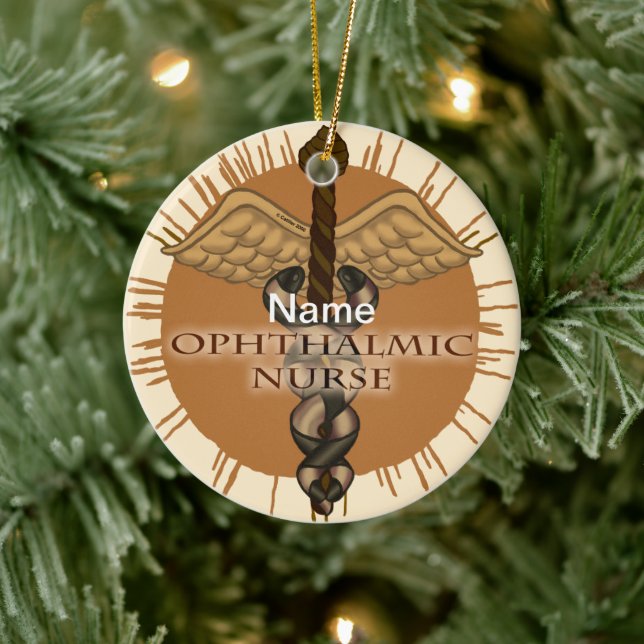 Ophthalmic Nurse Caduceus Ceramic Tree Decoration (Tree)