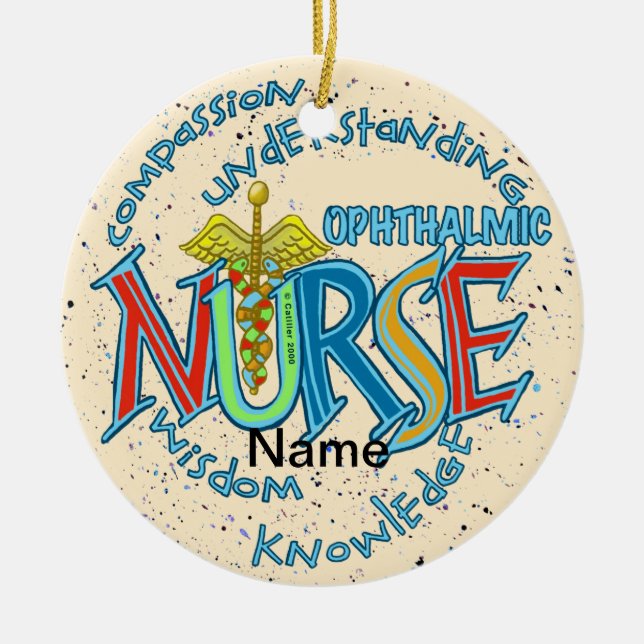 Ophthalmic Nurse Motto custom nurses ornament (Front)
