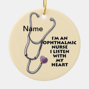 Ophthalmic Nurse Stethoscope Heart custom nurses Ceramic Tree Decoration