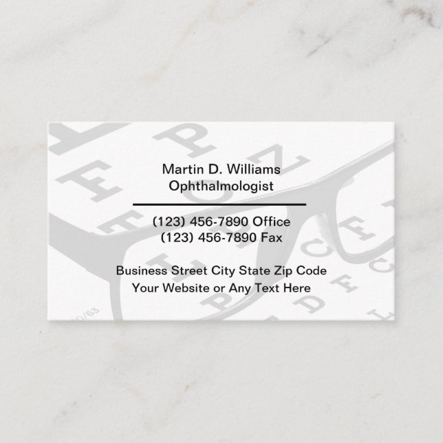Ophthalmologist Eye Care Medical Business Cards (Front)