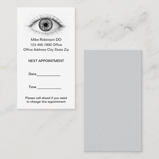 Ophthalmologist Eye Doctor Appointment Cards (Front/Back)