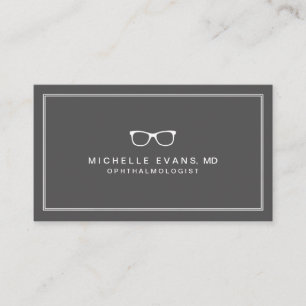 Ophthalmologist Grey and White Eyeglasses Business Card