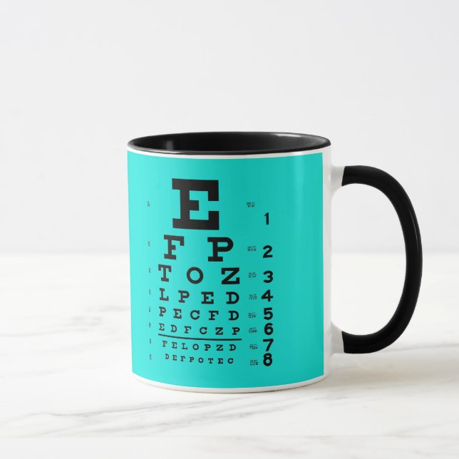 Ophthalmology Eye Chart Cyan & Black Combo Mug (Right)