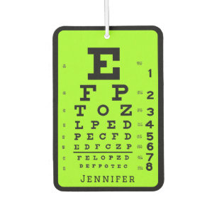 Ophthalmology Eye Chart Green & Black Car Air Freshener