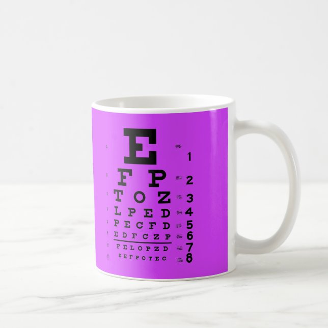 Ophthalmology Eye Chart Purple Coffee Mug (Right)
