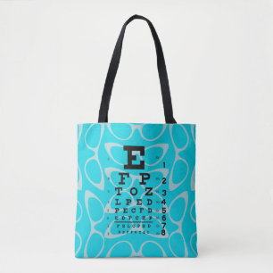 Ophthalmology Eye Chart Retro Cat Eyes Blue Tote Bag