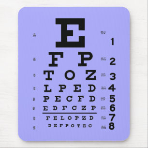 Ophthalmology Optometry Eye Chart Periwinkle Mouse Mat