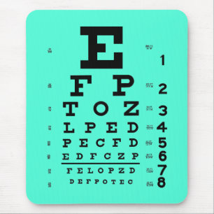 Ophthalmology Optometry Medical Eye Chart Aqua Mouse Mat