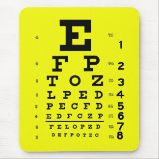 Ophthalmology Optometry Medical Eye Chart Yellow Mouse Mat
