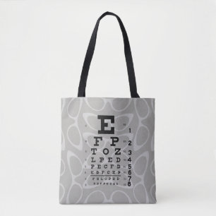 Ophthalmology Retro Eye Chart Cat Eyes Grey Tote Bag