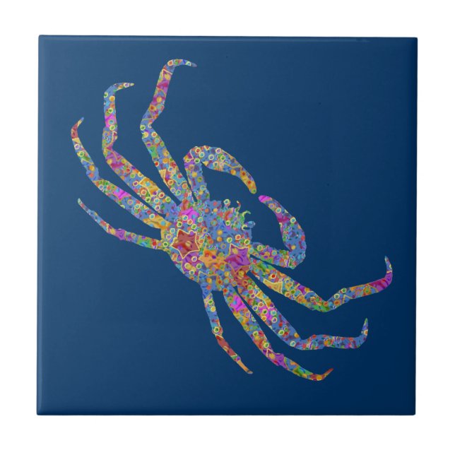 Opilio Crab in Blue With Stars Tile (Front)