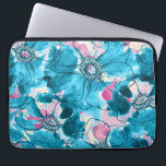 OPink and blue messy abstract flowers pattern Laptop Sleeve<br><div class="desc">Modern watercolors messy blue and pink abstract flowers collage pattern.</div>