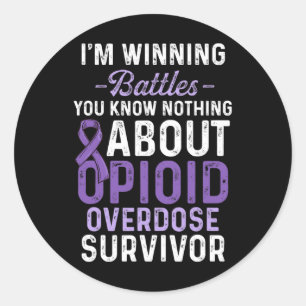 Opioid Overdose Awareness Warrior Survivor 43 Classic Round Sticker