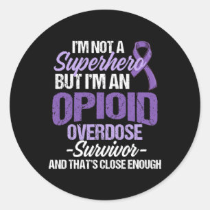 Opioid Overdose Awareness Warrior Survivor 64 Classic Round Sticker