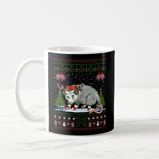 Opossum Animal Lover Xmas Gift Ugly Opossum Christ Coffee Mug (Left)