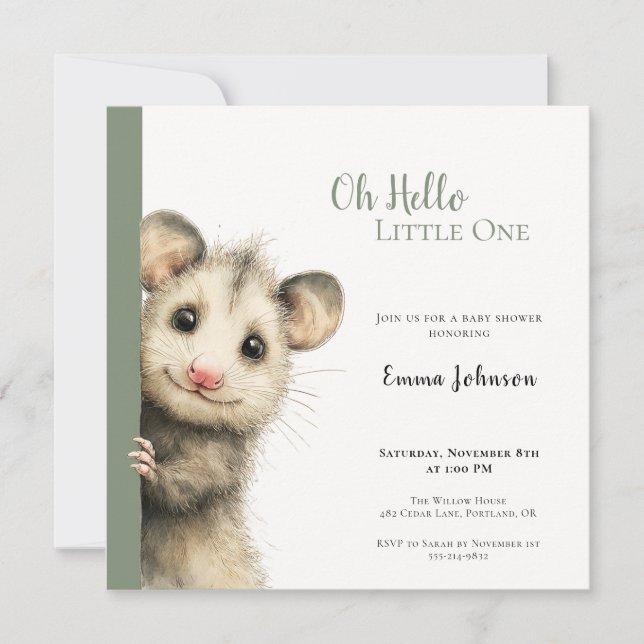 Opossum Baby Shower Invitation (Front)