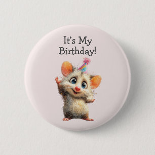 Opossum Birthday Button • Cute Woodland Party
