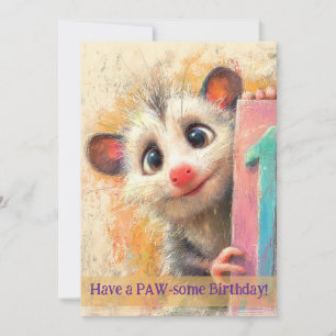 Opossum Birthday Card