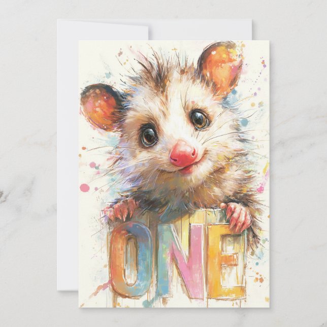 Opossum Birthday Card (Front)
