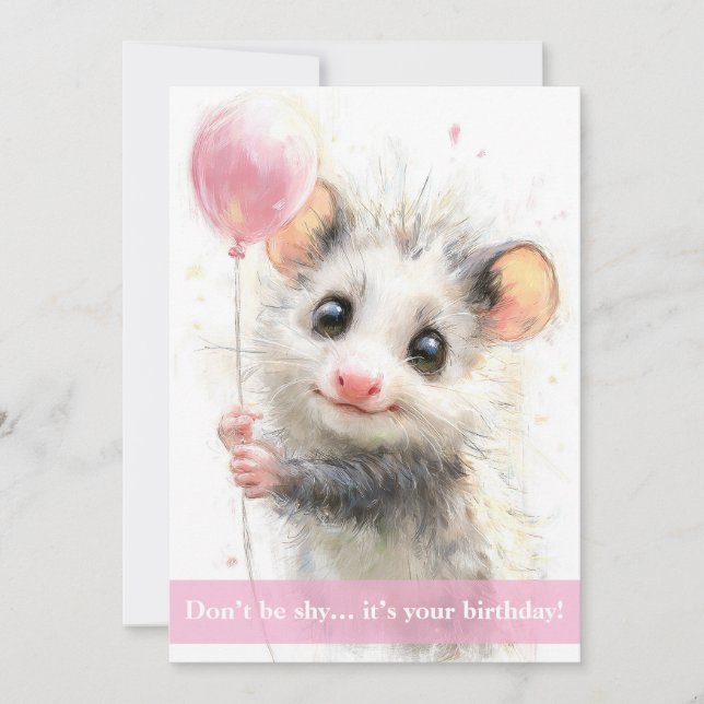 Opossum Birthday Card (Front)