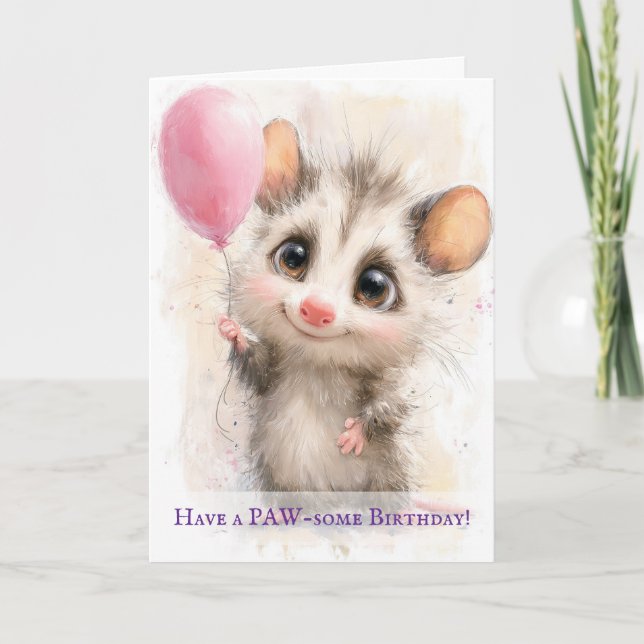 Opossum Birthday Card (Front)