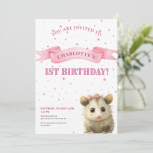 Opossum Birthday Invitation • 1st Birthday