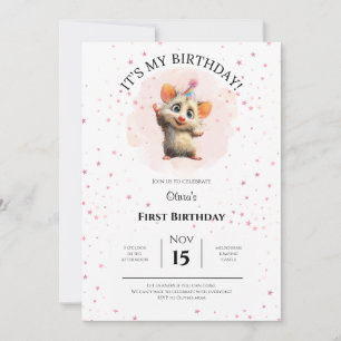 Opossum Birthday Invitation • Cute Woodland Party