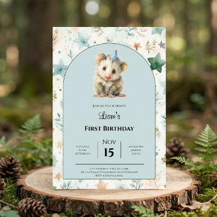 Opossum Birthday Invitation • Cute Woodland Party