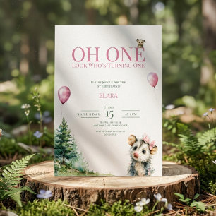 Opossum Birthday Invitation • Oh One 1st Birthday