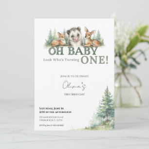Opossum Birthday Invitation • Woodland Theme