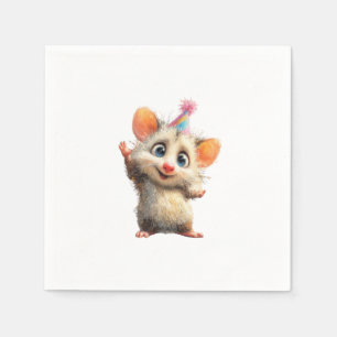 Opossum Birthday Napkin • Cute Woodland Party
