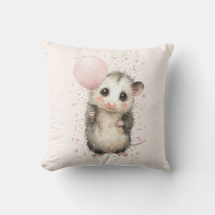 Opossum Birthday Pillow • Woodland Animal Decor