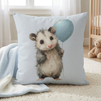 Opossum Birthday Pillow • Woodland Animal Decor