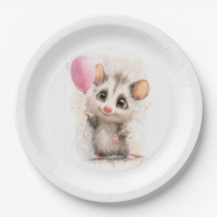 Opossum Birthday Plate • Cute Woodland Party