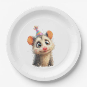 Opossum Birthday Plate • Cute Woodland Party Papie