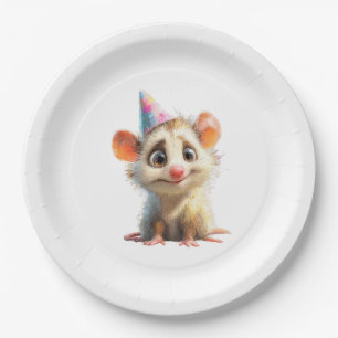 Opossum Birthday Plate • Cute Woodland Party Papie