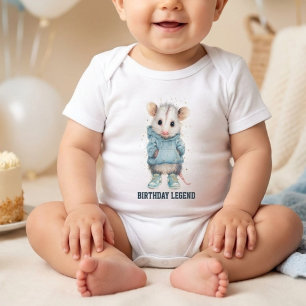 Opossum Birthday Romper • Woodland Animal Outfit Baby Bodysuit