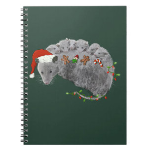 Opossum Christmas Baby Possums Wrapped in Lights Notebook