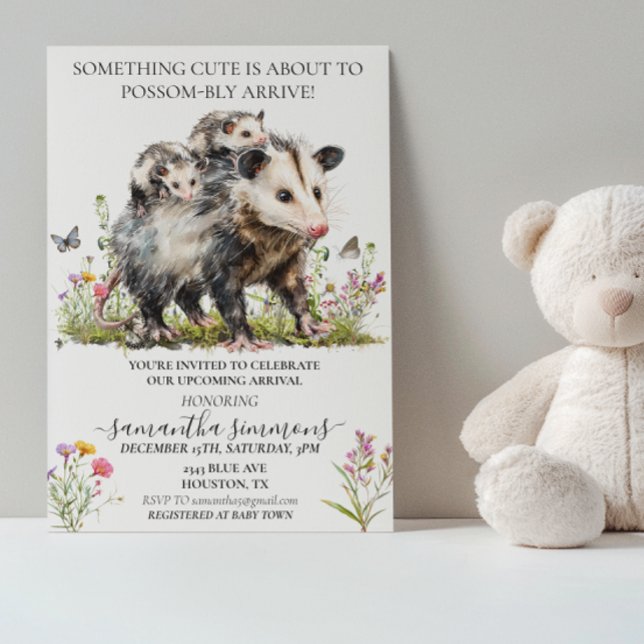 Opossum Cute Mama Baby Shower  Invitation (Creator Uploaded)